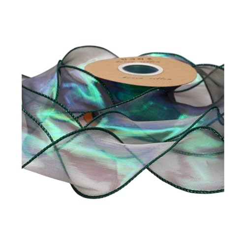 Geschenkbänder 10 Yards 60 mm schillernde Fischschwanz-Garnbänder for Blumenstraußverpackungen Organzaband for Valentinstag-Hochzeitsdekorationen Schleife(Green) von RRYPBOVG