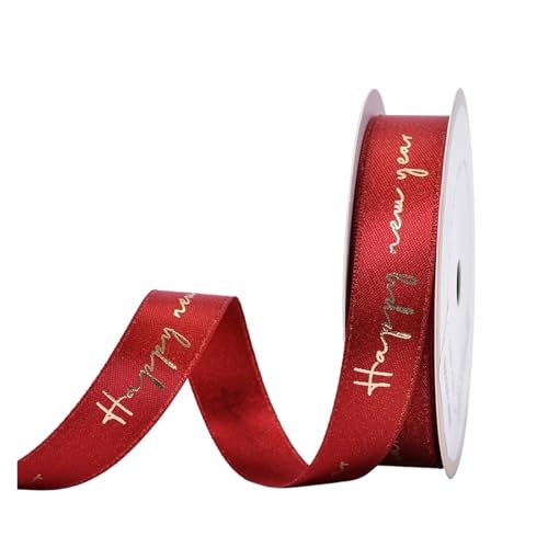 Geschenkbänder 100 Yards/Rolle 16 mm, 25 mm, bedrucktes Band, rote Bänder, Frühlingsfest-Verpackung, Party-Dekoration(Color2,25mm) von RRYPBOVG