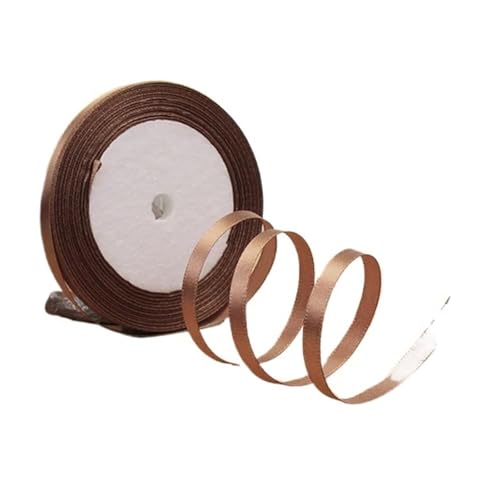 Geschenkbänder 100 Yards 6 mm Seidensatinbänder for Basteln, Schleifen, handgefertigte Wickelpartys, Weihnachten, Hochzeit, dekorative künstliche Accessoires(Coffee) von RRYPBOVG
