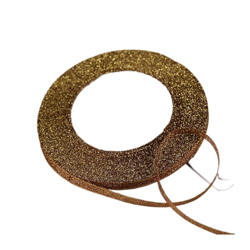 Geschenkbänder 100 Yards 6 mm Silber Gold Glitzer Seidensatinband Party Zuhause Hochzeit Dekoration Verpackung Weihnachten Halloween DIY Material(Dark Coffee) von RRYPBOVG