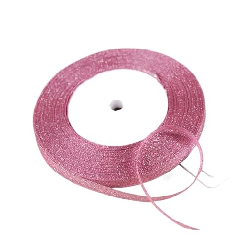 Geschenkbänder 100 Yards 6 mm Silber Gold Glitzer Seidensatinband Party Zuhause Hochzeit Dekoration Verpackung Weihnachten Halloween DIY Material(Pink) von RRYPBOVG
