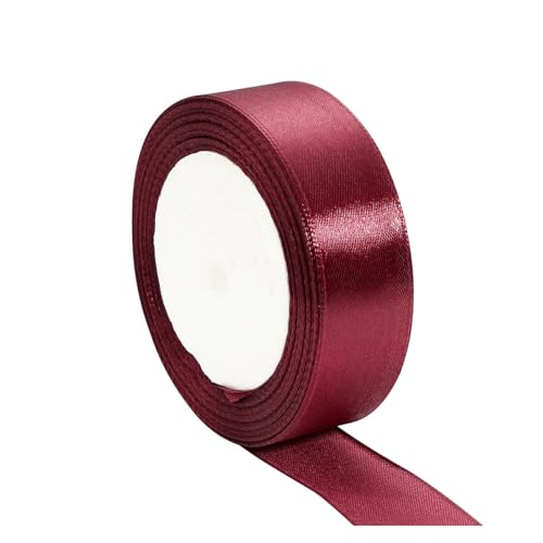 Geschenkbänder 100 Yards weinrotes einseitiges Satinband for Einwickeln von weihnachtlichem Nähstoffband(25mm) von RRYPBOVG