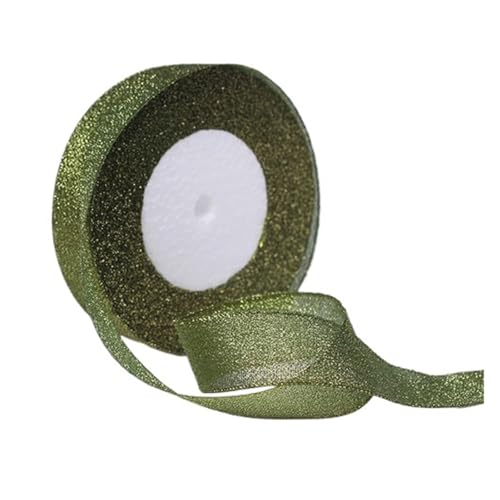 Geschenkbänder 100yard 25MM Glitter Farbe Band Weihnachten Hochzeit Decor Kuchen Candy Box Verpackung Wrap Materialien DIY Zubehör(Dark green) von RRYPBOVG