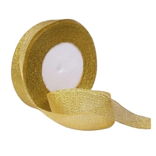 Geschenkbänder 100yard 25MM Glitter Farbe Band Weihnachten Hochzeit Decor Kuchen Candy Box Verpackung Wrap Materialien DIY Zubehör(Golden) von RRYPBOVG