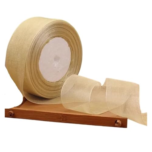 Geschenkbänder 12/15/20/25/40/50 mm (100 Yards) Organza-Fleckenband, DIY-Handwerk, Hochzeit, for Party-Dekoration, Kuchenschleife, Verpackungsband(Apricot,25mm organza ribbon) von RRYPBOVG