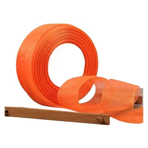 Geschenkbänder 12/15/20/25/40/50 mm (100 Yards) Organza-Fleckenband, DIY-Handwerk, Hochzeit, for Party-Dekoration, Kuchenschleife, Verpackungsband(Bright orange,40mm organza ribbon) von RRYPBOVG