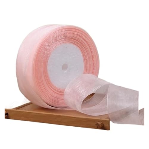 Geschenkbänder 12/15/20/25/40/50 mm (100 Yards) Organza-Fleckenband, DIY-Handwerk, Hochzeit, for Party-Dekoration, Kuchenschleife, Verpackungsband(Champagne,40mm organza ribbon) von RRYPBOVG