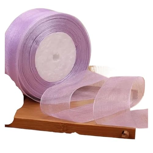 Geschenkbänder 12/15/20/25/40/50 mm (100 Yards) Organza-Fleckenband, DIY-Handwerk, Hochzeit, for Party-Dekoration, Kuchenschleife, Verpackungsband(Crystal purple,12mm organza ribbon) von RRYPBOVG