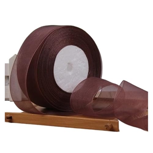 Geschenkbänder 12/15/20/25/40/50 mm (100 Yards) Organza-Fleckenband, DIY-Handwerk, Hochzeit, for Party-Dekoration, Kuchenschleife, Verpackungsband(Dark coffee,40mm organza ribbon) von RRYPBOVG