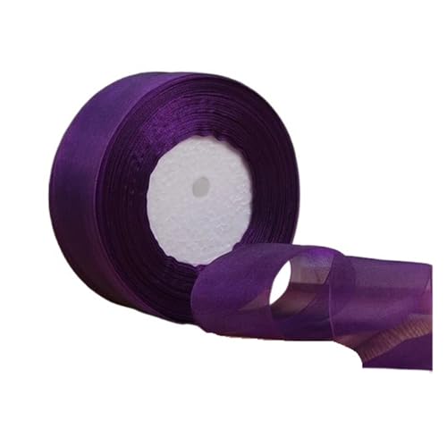 Geschenkbänder 12/15/20/25/40/50 mm (100 Yards) Organza-Fleckenband, DIY-Handwerk, Hochzeit, for Party-Dekoration, Kuchenschleife, Verpackungsband(Dark purple,15mm organza ribbon) von RRYPBOVG