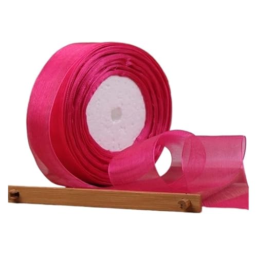 Geschenkbänder 12/15/20/25/40/50 mm (100 Yards) Organza-Fleckenband, DIY-Handwerk, Hochzeit, for Party-Dekoration, Kuchenschleife, Verpackungsband(Dark rose,15mm organza ribbon) von RRYPBOVG