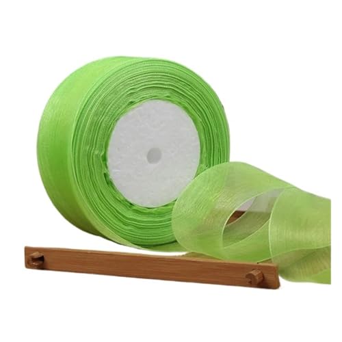 Geschenkbänder 12/15/20/25/40/50 mm (100 Yards) Organza-Fleckenband, DIY-Handwerk, Hochzeit, for Party-Dekoration, Kuchenschleife, Verpackungsband(Fruit green,15mm organza ribbon) von RRYPBOVG