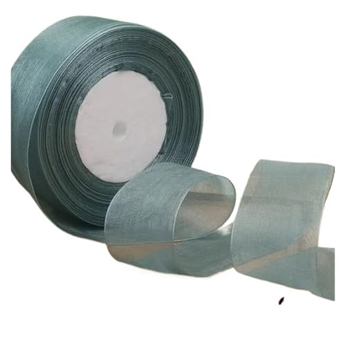 Geschenkbänder 12/15/20/25/40/50 mm (100 Yards) Organza-Fleckenband, DIY-Handwerk, Hochzeit, for Party-Dekoration, Kuchenschleife, Verpackungsband(Gray green,40mm organza ribbon) von RRYPBOVG