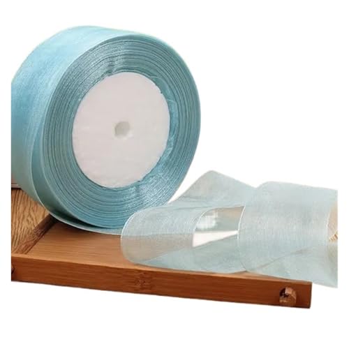 Geschenkbänder 12/15/20/25/40/50 mm (100 Yards) Organza-Fleckenband, DIY-Handwerk, Hochzeit, for Party-Dekoration, Kuchenschleife, Verpackungsband(Lake blue,40mm organza ribbon) von RRYPBOVG