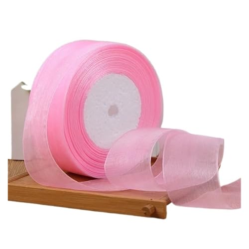 Geschenkbänder 12/15/20/25/40/50 mm (100 Yards) Organza-Fleckenband, DIY-Handwerk, Hochzeit, for Party-Dekoration, Kuchenschleife, Verpackungsband(Light pink,20mm organza ribbon) von RRYPBOVG