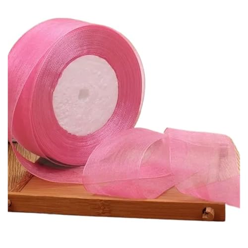 Geschenkbänder 12/15/20/25/40/50 mm (100 Yards) Organza-Fleckenband, DIY-Handwerk, Hochzeit, for Party-Dekoration, Kuchenschleife, Verpackungsband(Light rose,15mm organza ribbon) von RRYPBOVG