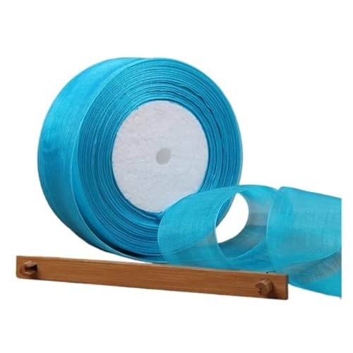 Geschenkbänder 12/15/20/25/40/50 mm (100 Yards) Organza-Fleckenband, DIY-Handwerk, Hochzeit, for Party-Dekoration, Kuchenschleife, Verpackungsband(Peacock blue,12mm organza ribbon) von RRYPBOVG