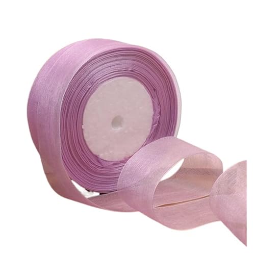 Geschenkbänder 12/15/20/25/40/50 mm (100 Yards) Organza-Fleckenband, DIY-Handwerk, Hochzeit, for Party-Dekoration, Kuchenschleife, Verpackungsband(Pink purple,25mm organza ribbon) von RRYPBOVG