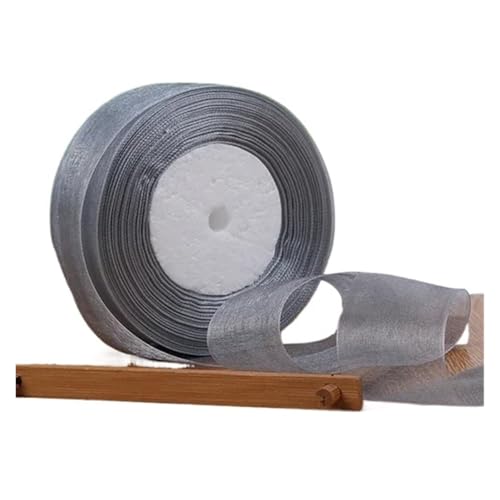 Geschenkbänder 12/15/20/25/40/50 mm (100 Yards) Organza-Fleckenband, DIY-Handwerk, Hochzeit, for Party-Dekoration, Kuchenschleife, Verpackungsband(Silver,25mm organza ribbon) von RRYPBOVG