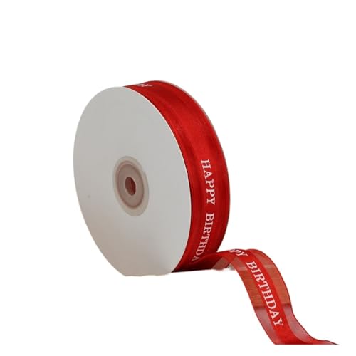 Geschenkbänder 2,5 cm 100 Yards „Happy Birthday“ durchsichtiges Organzaband for Kuchenschachteln, Verpackung, Blumen, dekorative Schleife, DIY-Dekoration, Hochzeit(Color1) von RRYPBOVG
