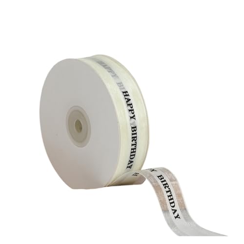 Geschenkbänder 2,5 cm 100 Yards „Happy Birthday“ durchsichtiges Organzaband for Kuchenschachteln, Verpackung, Blumen, dekorative Schleife, DIY-Dekoration, Hochzeit(Color11) von RRYPBOVG