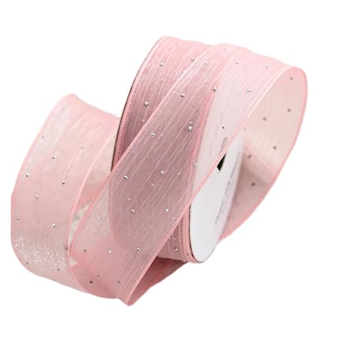 Geschenkbänder 20 Yards/Rolle 4 cm Strasssteine ​​Faltgarn Seidenbänder Blumen Kuchen Box Verpackungsmaterial Schleife DIY(Dark pink) von RRYPBOVG