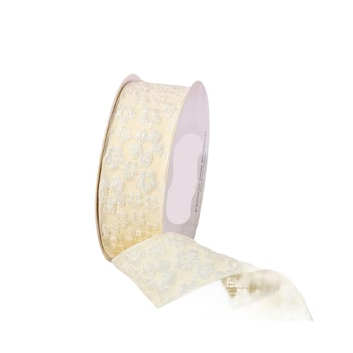 Geschenkbänder 20 Yards 25/40 mm 3D-Blumen-Faltenprägungsband, DIY-Zubehör for Schleifen, Blumensträuße, Verpackung, Nähen, Kleidung, Materialien(Yellow,40mm-20yards) von RRYPBOVG