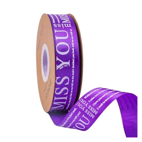 Geschenkbänder 20 Yards 25 mm Buchstaben-bedrucktes Satinband for Basteln, Basteln, Stoff, Hochzeit, Geburtstag, Party, Weihnachten, Kuchen, Blumenverpackung(Dark purple) von RRYPBOVG