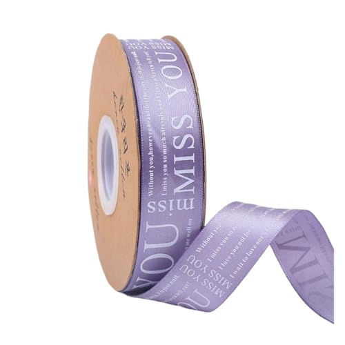 Geschenkbänder 20 Yards 25 mm Buchstaben-bedrucktes Satinband for Basteln, Basteln, Stoff, Hochzeit, Geburtstag, Party, Weihnachten, Kuchen, Blumenverpackung(Purple) von RRYPBOVG