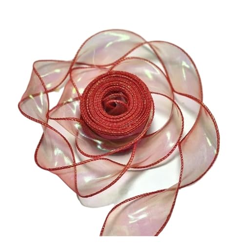 Geschenkbänder 40 mm 30 Yards Fischschwanz-Organzaband Reflektierendes schillerndes Band mit gewelltem Rand for Verpacken von DIY-Bogenstrauß-Voilebändern(Red) von RRYPBOVG
