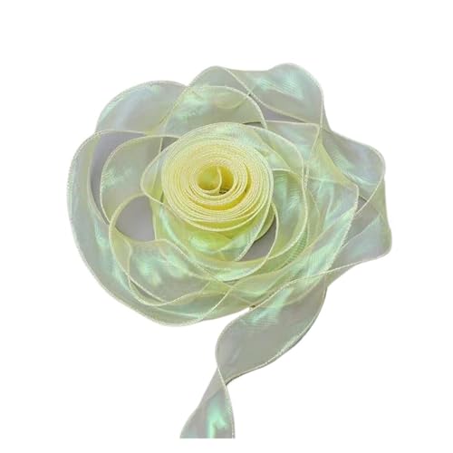 Geschenkbänder 40 mm 30 Yards Fischschwanz-Organzaband Reflektierendes schillerndes Band mit gewelltem Rand for Verpacken von DIY-Bogenstrauß-Voilebändern(Yellow) von RRYPBOVG