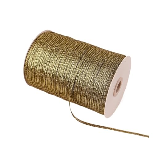 Geschenkbänder 50 Meter 3,0 mm Gold Silber Glitzer Seidensatinband Party Zuhause Hochzeit Dekoration Verpackung Weihnachten Halloween DIY Material(Black golden) von RRYPBOVG
