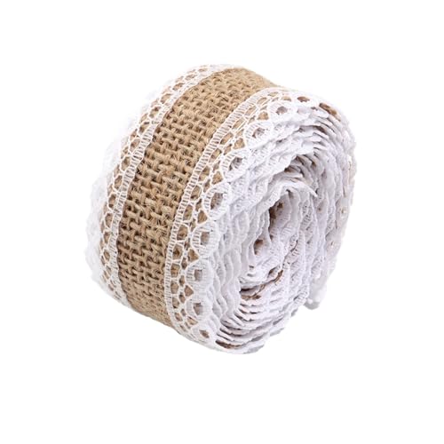 Geschenkbänder 6 Yards Spitze Leinen Jutebänder Hochzeit Dekor DIY Handwerk Blumenstrauß Pack Party Dekor(Width 3.6cm 04) von RRYPBOVG