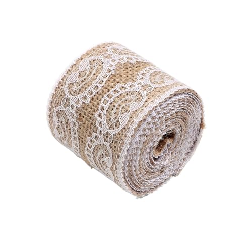 Geschenkbänder 6 Yards Spitze Leinen Jutebänder Hochzeit Dekor DIY Handwerk Blumenstrauß Pack Party Dekor(Width 5.3cm 13) von RRYPBOVG
