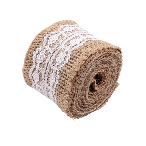 Geschenkbänder 6 Yards Spitze Leinen Jutebänder Hochzeit Dekor DIY Handwerk Blumenstrauß Pack Party Dekor(Width 5cm 11) von RRYPBOVG
