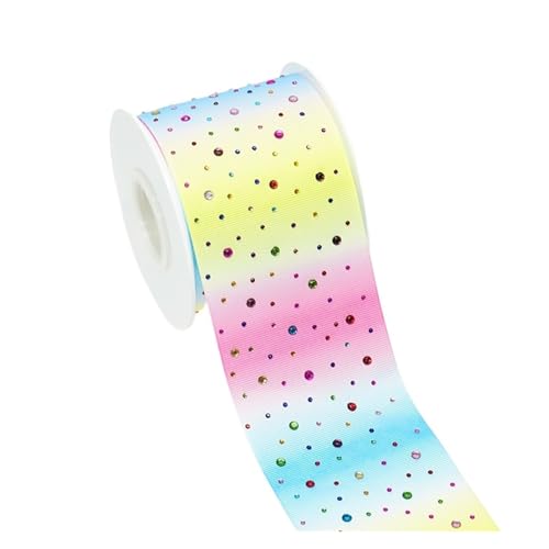 Geschenkbänder 75 mm 5 Yards Rainbow Stick Drill Ripsband Strassbänder Hochzeitszubehör DIY Material Verpackungszubehör(Color13) von RRYPBOVG