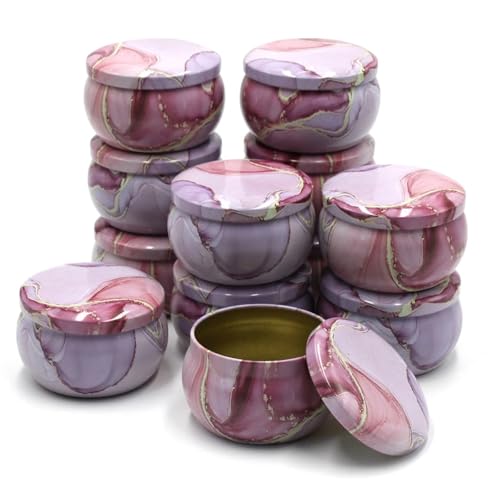 Kerzengläser 12 stücke 4 unzen Leere Kerze Zinn Gläser DIY Kerze Machen Kit Halter Lagerung Fall for Trockene Gewürze Süßigkeiten(Pink) von RRYPBOVG
