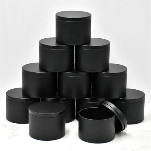 Kerzengläser 12er-Pack Schwarze Kerzendosen mit je 4 oz, ästhetisch ansprechende Gläser mit sicheren Deckeln zur Kerzenherstellung(4oz-All Black) von RRYPBOVG