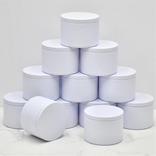 Kerzengläser 12er-Pack Schwarze Kerzendosen mit je 4 oz, ästhetisch ansprechende Gläser mit sicheren Deckeln zur Kerzenherstellung(4oz-All White) von RRYPBOVG