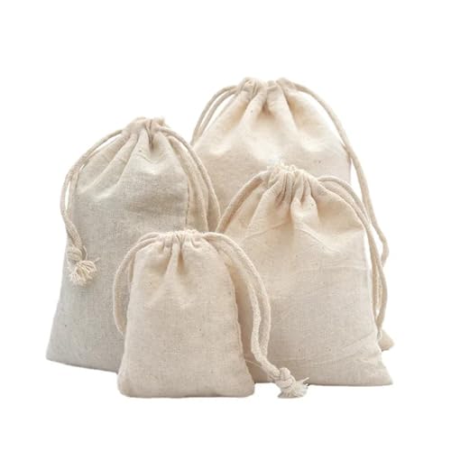 RRYPBOVG Baumwollbeutel Mit Kordelzug 100 Stück Baumwollbeutel mit Kordelzug for Hochzeit, Weihnachten, Geschenk, DIY-Paket, kleine, Schlichte Beutel, Heimaufbewahrungssäcke(8x10cm(100pcs)) von RRYPBOVG