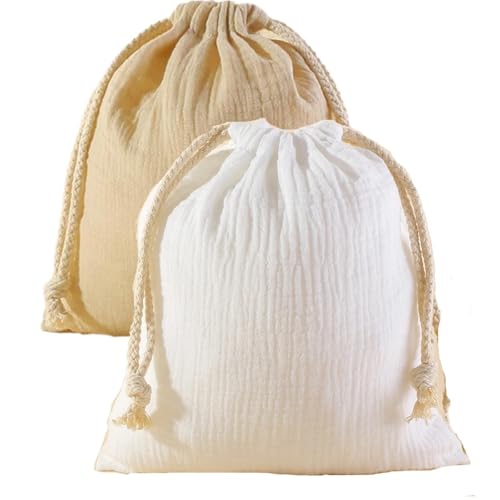 RRYPBOVG Baumwollbeutel Mit Kordelzug 2 Stück Baumwoll-Mumien-Aufbewahrungstasche, Musselin-Hängetasche, Handtuch-Wickeltasche, Mull-Wickeltasche mit Kordelzug(Style-07,18X22 cm) von RRYPBOVG