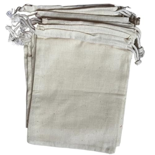 RRYPBOVG Baumwollbeutel Mit Kordelzug 20/30/50/100 Stück Baumwoll-Aufbewahrungsbeutel mit Kordelzug for Geschenkpaket, Weihnachtsfeier, Hochzeit, Bastelverpackung, Schlichte Beutel(50 pcs,8x10cm) von RRYPBOVG