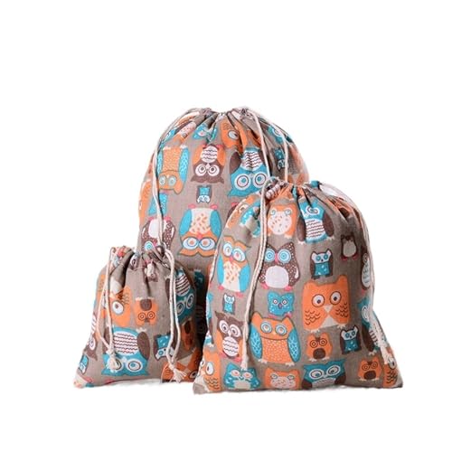 RRYPBOVG Baumwollbeutel Mit Kordelzug 3 Stück Kordelzug Baumwolle Leinen Aufbewahrungstasche Geschenk Süßigkeiten Schmuck Organizer Make-up Kosmetik Münzen Schlüssel Taschen(Color-16,M) von RRYPBOVG