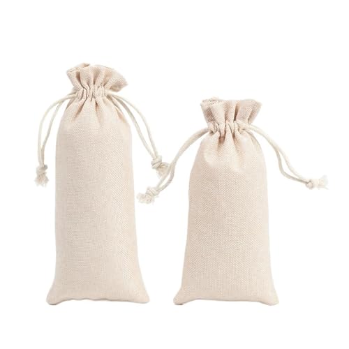 RRYPBOVG Baumwollbeutel Mit Kordelzug 50 Stück Lange Leinen-Kordelzug-Beutel, Bündel, Schmuck, Geschenk, Aufbewahrungspaket, tragbarer Taschen-Organizer, Beutel(Beige1,8x19cm) von RRYPBOVG