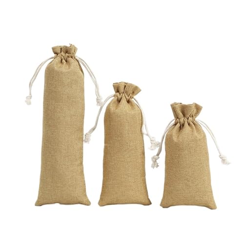 RRYPBOVG Baumwollbeutel Mit Kordelzug 50 Stück Lange Leinen-Kordelzug-Beutel, Bündel, Schmuck, Geschenk, Aufbewahrungspaket, tragbarer Taschen-Organizer, Beutel(Beige2,8x16cm) von RRYPBOVG