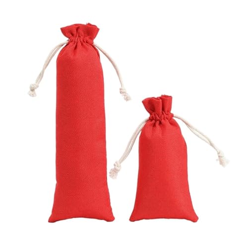 RRYPBOVG Baumwollbeutel Mit Kordelzug 50 Stück Lange Leinen-Kordelzug-Beutel, Bündel, Schmuck, Geschenk, Aufbewahrungspaket, tragbarer Taschen-Organizer, Beutel(Red,8x16cm) von RRYPBOVG