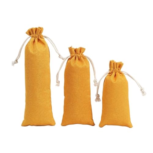 RRYPBOVG Baumwollbeutel Mit Kordelzug 50 Stück Lange Leinen-Kordelzug-Beutel, Bündel, Schmuck, Geschenk, Aufbewahrungspaket, tragbarer Taschen-Organizer, Beutel(Yellow,8x16cm) von RRYPBOVG
