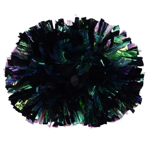 RRYPBOVG Cheerleader Pompons 10 stück Regenbogen Kunststoff Cheerleader Pom Ppom Mädchen Cheer Tanken Requisiten Cheerleading Pompon Pompons Baton Hhandle NonFading(Black) von RRYPBOVG