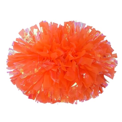 RRYPBOVG Cheerleader Pompons 10 stück Regenbogen Kunststoff Cheerleader Pom Ppom Mädchen Cheer Tanken Requisiten Cheerleading Pompon Pompons Baton Hhandle NonFading(Orang red) von RRYPBOVG