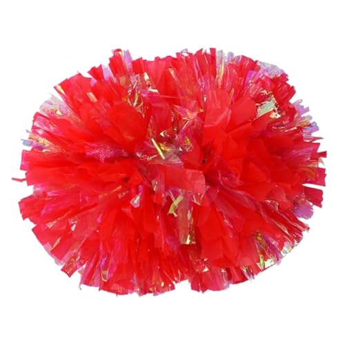 RRYPBOVG Cheerleader Pompons 10 stück Regenbogen Kunststoff Cheerleader Pom Ppom Mädchen Cheer Tanken Requisiten Cheerleading Pompon Pompons Baton Hhandle NonFading(Red) von RRYPBOVG